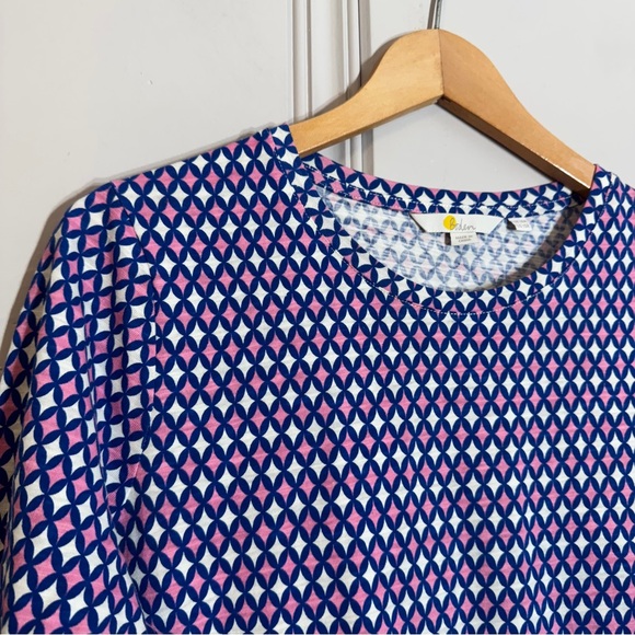 Boden Diamond Pattern Scoop Neck 3/4 Sleeve Cotton Nightgown Size 10R - Picture 2 of 8